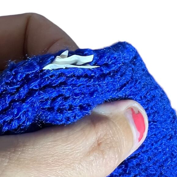 Vintage Monto par le Chois II Royal Blue Long Cardigan 100% Acrylic Chunky Knit - Picture 10 of 10